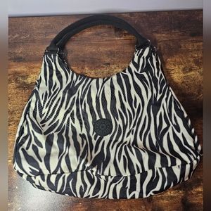 Kipling Zebra Print Shoulder Bag Hobo Tote